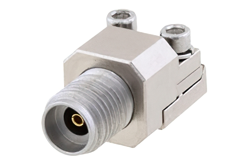 2.92mm メス コネクタ、クランプ/はんだ(キャプティブ端子)接続、エンドランチPCB、交換可能エンドランチ, 0.35 インチ幅