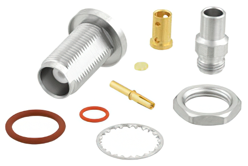 TNC メス バルクヘッドマウントコネクタ、クランプ/はんだ接続、PE-P160LL