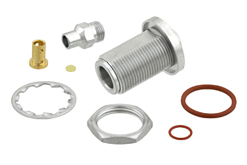 N メス バルクヘッドマウントコネクタ、クランプ/はんだ接続、PE-P160LL