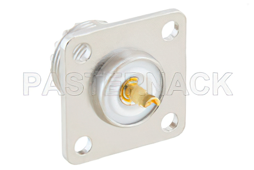 UHF メス コネクタ、はんだ接続 4 穴フランジマウント、ソルダーカップターミナル、.718インチ 穴間隔