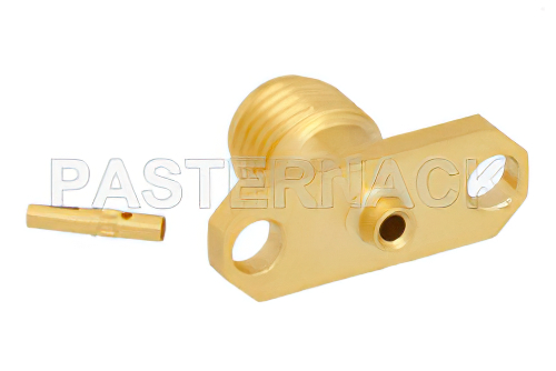 SMA メス コネクタ、はんだ接続、2ホールパネルマウント、PE-047SR、PE-SR047AL、PE-SR047FL、.481インチ穴間隔