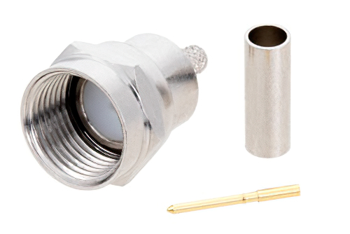 75 Ω F オス コネクタ、圧着/はんだ接続、RG179、RG187