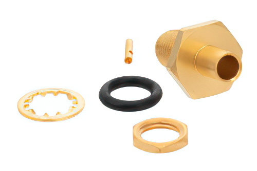 SMA メス バルクヘッド マウント コネクタ、はんだ接続、PE-SR402AL、PE-SR402FL、PE-SR402FLJ、PE-SR402TN、RG402、.235インチ D Hole