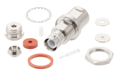 SHV ジャック バルクヘッド マウント コネクタ、クランプ/はんだ接続、RG174、RG316、RG188、.480インチ D Hole