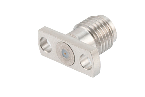 SMA Female Field Replaceable Connector 2 Hole Flange Mount 0.009 inch Pin, .355 inch Hole Spacing with Metal Contact Ring
