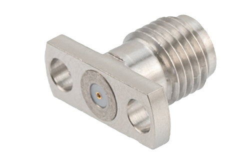 SMA Female Field Replaceable Connector 2 Hole Flange Mount 0.015 inch Pin, .355 inch Hole Spacing with Metal Contact Ring