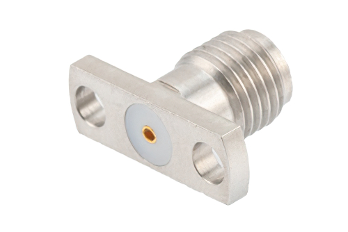 SMA Female Field Replaceable Connector 2 Hole Flange Mount 0.036 inch Pin, .400 inch Hole Spacing with Metal Contact Ring
