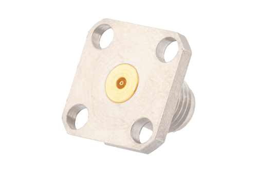 2.92mm Female Field Replaceable Connector 4 Hole Flange Mount 0.012 inch Pin, .340 inch Hole Spacing, with Metal Contact Ring