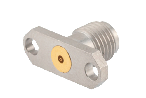 2.92mm Female Field Replaceable Connector 2 Hole Flange Mount 0.009 inch Pin, .481 inch Hole Spacing, with Metal Contact Ring