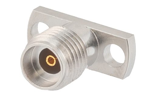 2.92mm Female Field Replaceable Connector 2 Hole Flange Mount 0.015 inch Pin, .355 inch Hole Spacing with Metal Contact Ring