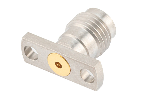 2.4mm Female Field Replaceable Connector 2 Hole Flange Mount 0.012 inch Pin, .400 inch Hole Spacing with Metal Contact Ring