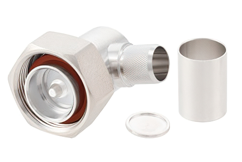 7/16 DIN オス直角 コネクタ 圧着/はんだ 接続,  PE-C600, .600 インチ, LMR-600, LMR-600-DB