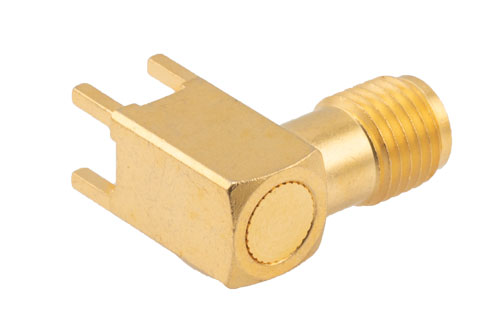 SMA メス 直角 コネクタ, はんだ接続, スルーホール PCB