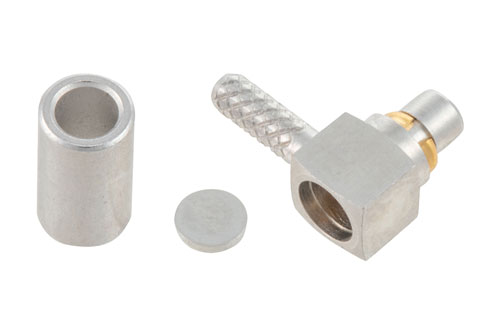 MMCX プラグ 直角 非磁性 コネクタ 圧着/はんだ接続, RG178