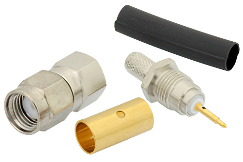 SMA オス コネクタ、はんだ/はんだ(キャプティブ端子)接続、RG58、RG55、RG142、RG223、RG400