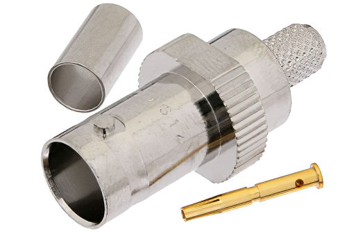 75 Ω BNC メス コネクタ、圧着/はんだ接続、RG59、RG62、RG71