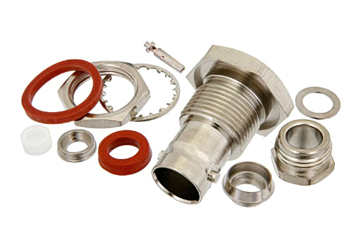 75 Ω BNC メス バルクヘッドマウントコネクタ、クランプ/はんだ接続、RG59、RG62、RG71、.480インチD穴