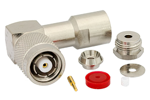 逆極性 TNC オス 直角コネクタ、クランプ/はんだ接続、RG316、RG174、RG188