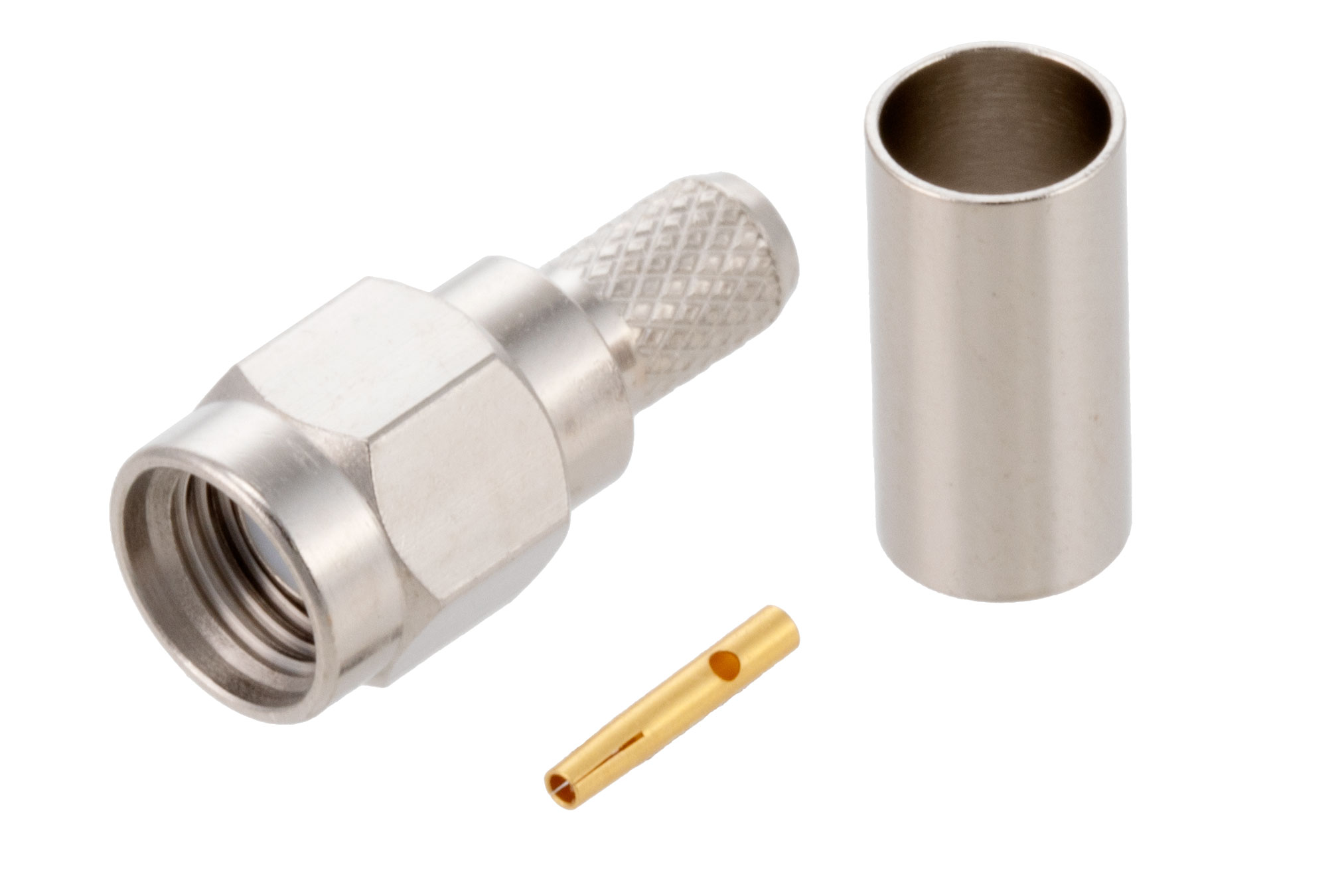 逆極性 SMA オス コネクタ、圧着/はんだ接続、RG55、RG141、RG142、RG223、RG400