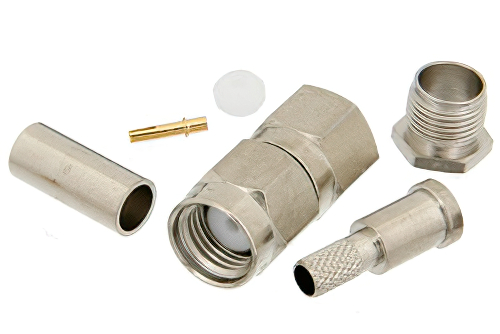 逆極性 SMA オス コネクタ、圧着/はんだ接続、PE-B150、RG180、RG195