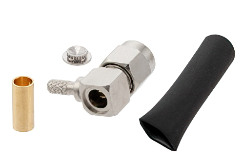 逆極性 SMA オス 直角コネクタ、はんだ接続、RG174、RG316、RG188