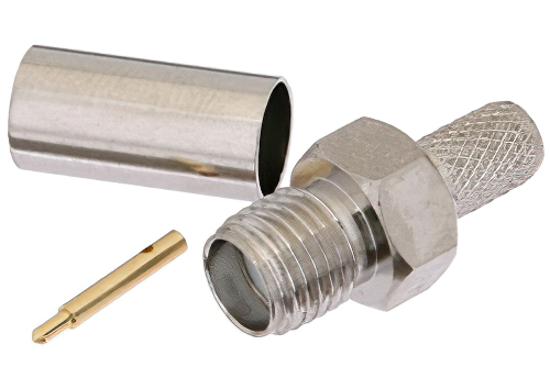 逆極性 SMA メス コネクタ、圧着/はんだ接続、RG55、RG141、RG142、RG223、RG400