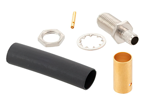 逆極性 SMA メス バルクヘッドマウントコネクタ、はんだ接続、RG58、RG55、RG141、RG142、RG223、RG400、.235インチD穴