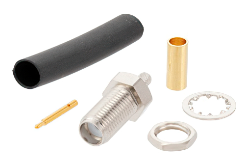 逆極性 SMA メス バルクヘッドマウントコネクタ、はんだ接続、RG174、RG316、RG188、.235インチD穴