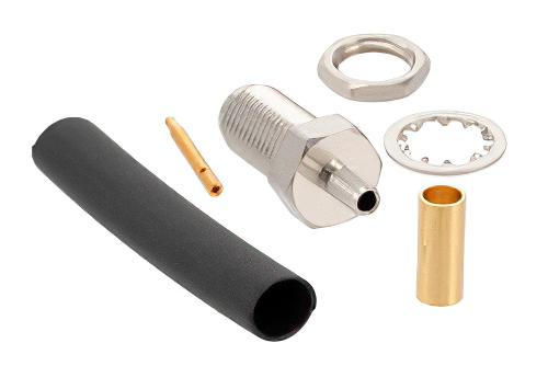 逆極性 SMA メス バルクヘッドマウントコネクタ、はんだ接続、RG174、RG316、RG188、.235インチD穴