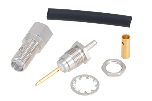 逆極性 SMA メス バルクヘッドマウントコネクタ、はんだ接続、RG178、RG196、.235インチD穴