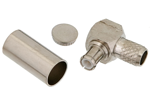 MCX プラグ 直角コネクタ、圧着/はんだ接続、RG55、RG142、RG223、RG400