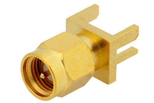 SMA オス コネクタ、はんだ接続、.062インチエンドランチPCB、.030インチ直径