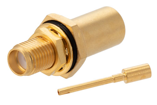 SMA メス バルクヘッドマウントコネクタ、はんだ接続、PE-SR401AL、PE-SR401FL、RG401、.235インチD穴
