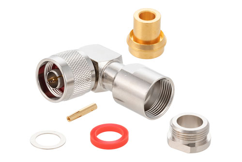 N オス 直角コネクタ、クランプ/はんだ接続、PE-SR401AL、PE-SR401FL、RG401