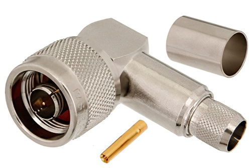 N オス 直角コネクタ、圧着/はんだ接続、PE-B400、PE-B405、PE-C400