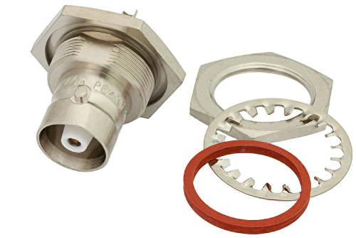 C メス バルクヘッドマウントコネクタ、はんだ接続、ソルダーカップターミナル、.720インチD穴、高電圧