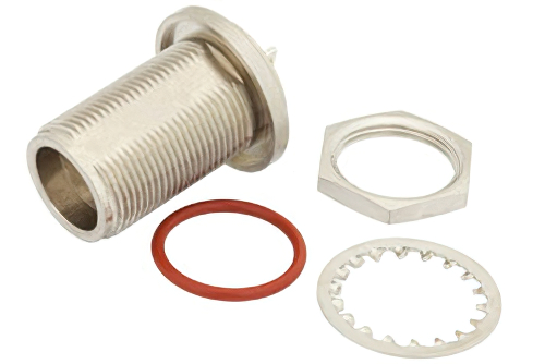 SC メス バルクヘッドマウント気密シールコネクタ、はんだ接続、アイレットターミナル、.655インチD穴