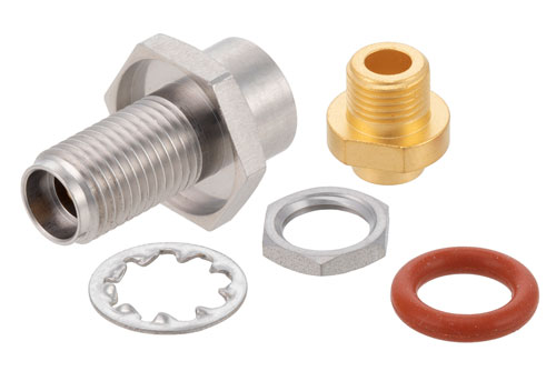 3.5mm メス バルクヘッドマウントコネクタ、クランプ/はんだ接続、PE-SR402AL、PE-SR402FL、RG402、.235インチD穴