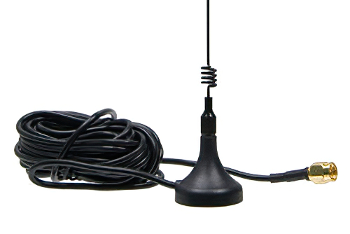 デュアルバンド マグネチックマウント アンテナ、10フィートのRG174A/U 同軸ケーブル付き, SMAオス, 880-965 MHz | 1710-2170 MHz, 3dBi