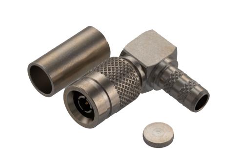 1.0/2.3 Male Right Angle Connector Crimp Attachment for RG58-TPX, LMR-195-FR, RG303, RG58-TPX, RG141, PE-C195, PE-P195, LMR-195-FR, LMR-LW19