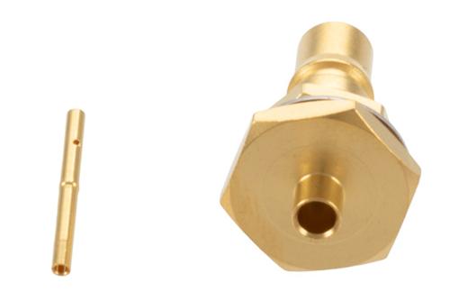 QMA Female Bulkhead Mount Connector Solder Attachment for PE-SR405AL, PE-SR405FL, PE-SR405FLJ, RG405, RG405 Tinned, .268 inch D Hole