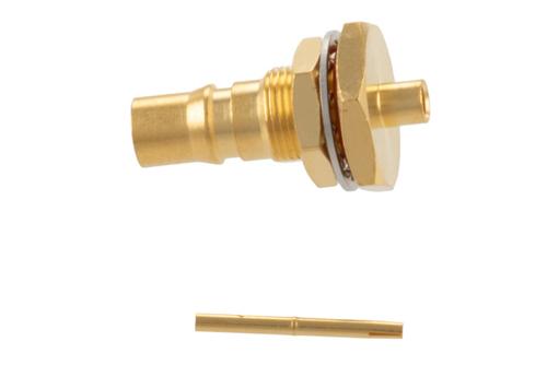 QMA Female Bulkhead Mount Connector Solder Attachment for PE-SR405AL, PE-SR405FL, PE-SR405FLJ, RG405, RG405 Tinned, .268 inch D Hole