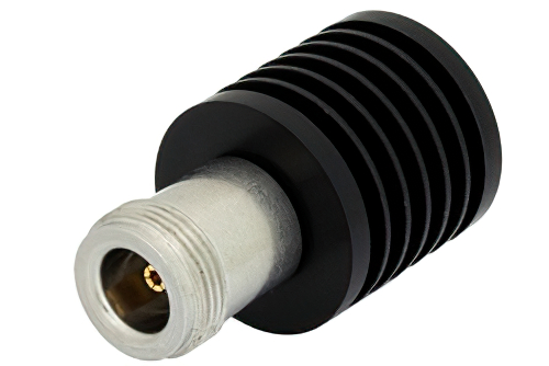 10 W RF ロード最大 18 GHz、N メス、黒色 陽極酸化アルミヒートシンク