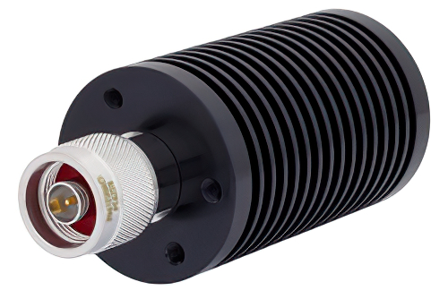 25 W RF ロード最大 3 GHz、N オス、丸型黒色 陽極酸化アルミヒートシンク