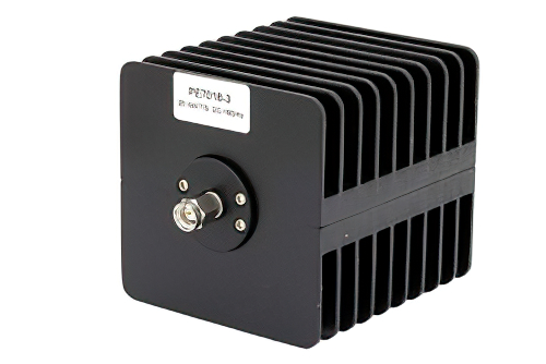 3 dB 固定減衰器、SMA オス 〜 SMA メス、黒色 陽極酸化アルミヒートシンク、25 W、最大 18 GHz
