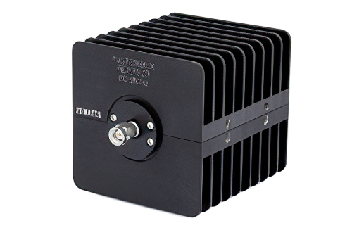 30 dB 固定減衰器、SMA オス 〜 SMA メス、黒色 陽極酸化アルミヒートシンク、25 W、最大 18 GHz