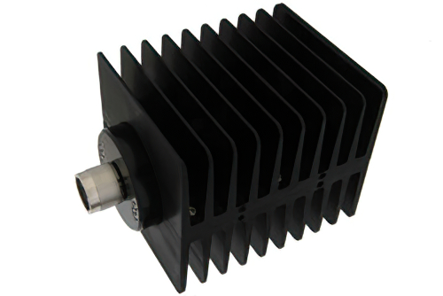 20 dB 固定減衰器、N オス 〜 N メス 方向性、黒色 陽極酸化アルミヒートシンク、100 W、最大 1.5 GHz
