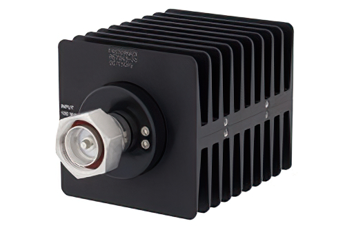 20 dB 固定減衰器、7/16 DIN オス 〜 7/16 DIN メス 方向性、黒色 陽極酸化アルミヒートシンク、100 W、最大 1.5 GHz