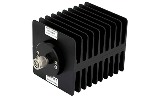 20 dB 固定減衰器、TNC オス 〜 TNC メス 方向性、黒色 陽極酸化アルミヒートシンク、100 W、最大 1.5 GHz