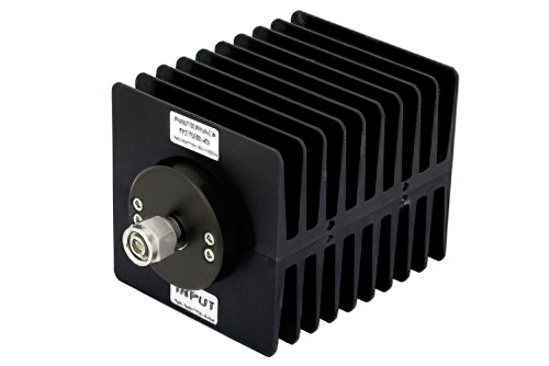 40 dB 固定減衰器、TNC オス 〜 TNC メス 方向性、黒色 陽極酸化アルミヒートシンク、100 W、最大 1.5 GHz